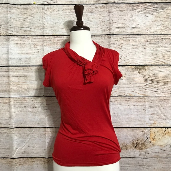 Anthropologie Tops - Anthropologie Postmark Red Neck Detail Top